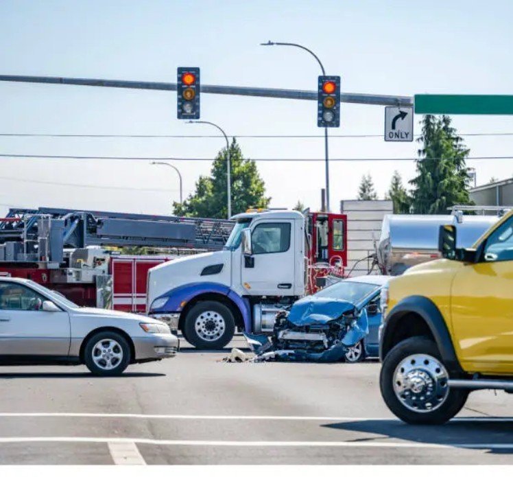A truck accident scene