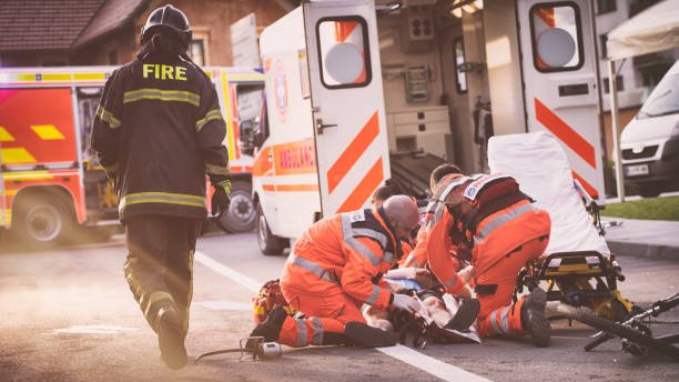 Paramedic team at an accident scene