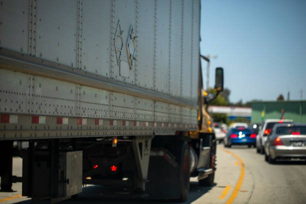 Closeup of a 14 Wheeler on the Highway