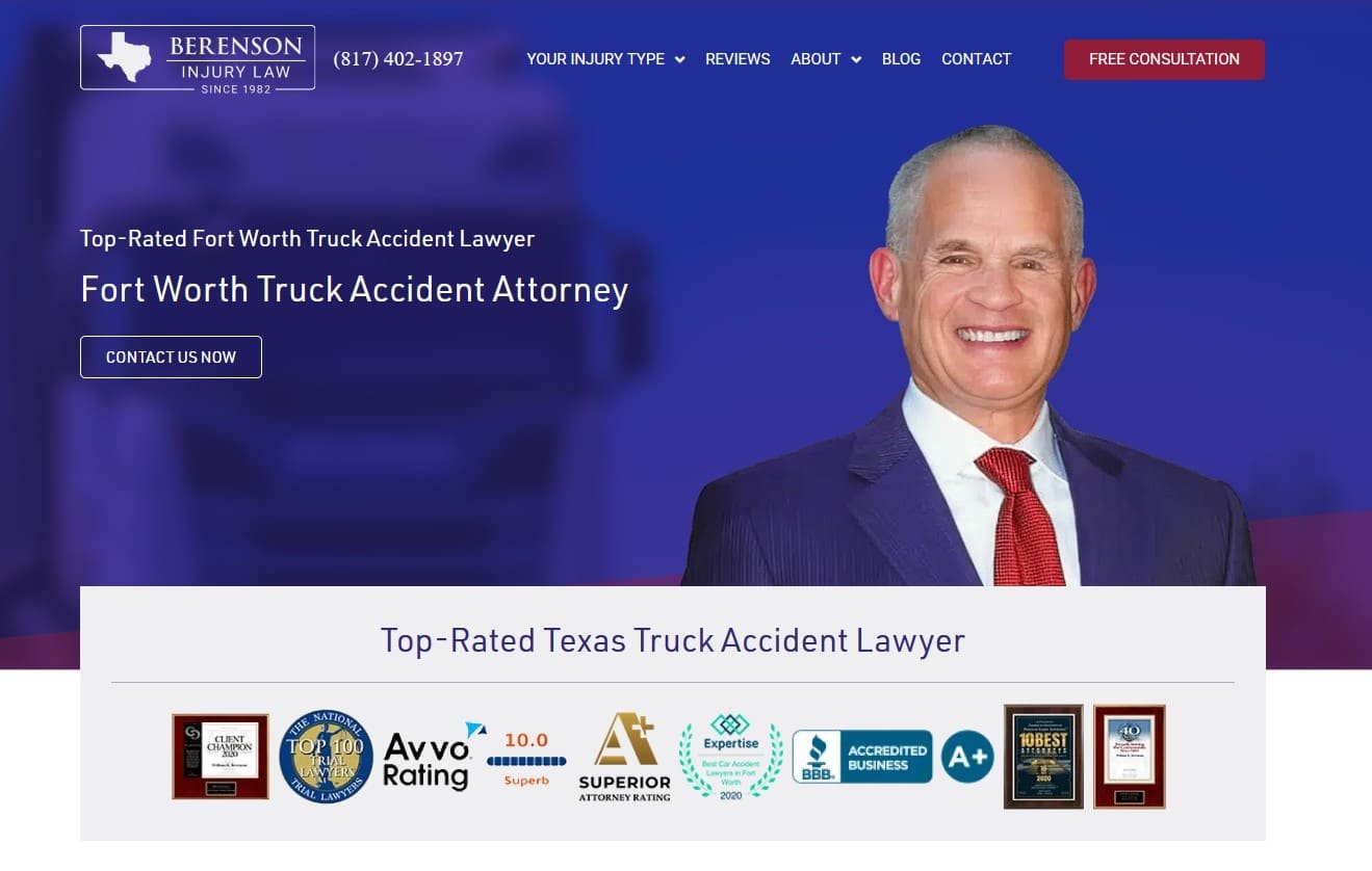 Berenson Injury Law Truck Accident Lawyer Fort Worth, TX 