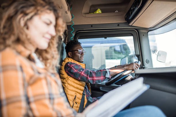 A couple Enjoying a Truck Trip Together